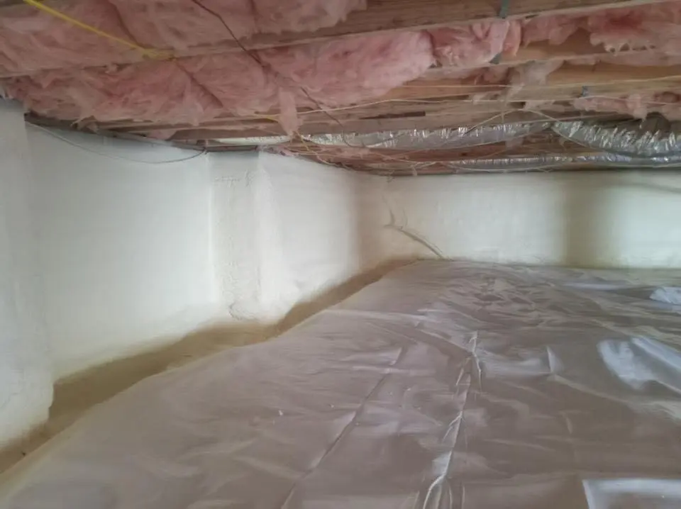 Crawl space encapsulation with closed-cell spray foam for Attic Insulation in Ledyard